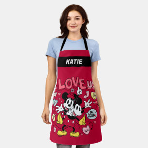 Mickey Mouse & Minnie Mouse   I Love Us   Add Name Apron