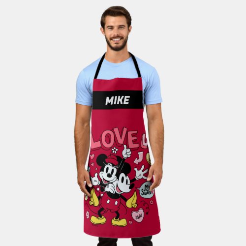 Mickey Mouse  Minnie Mouse  I Love Us  Add Name Apron