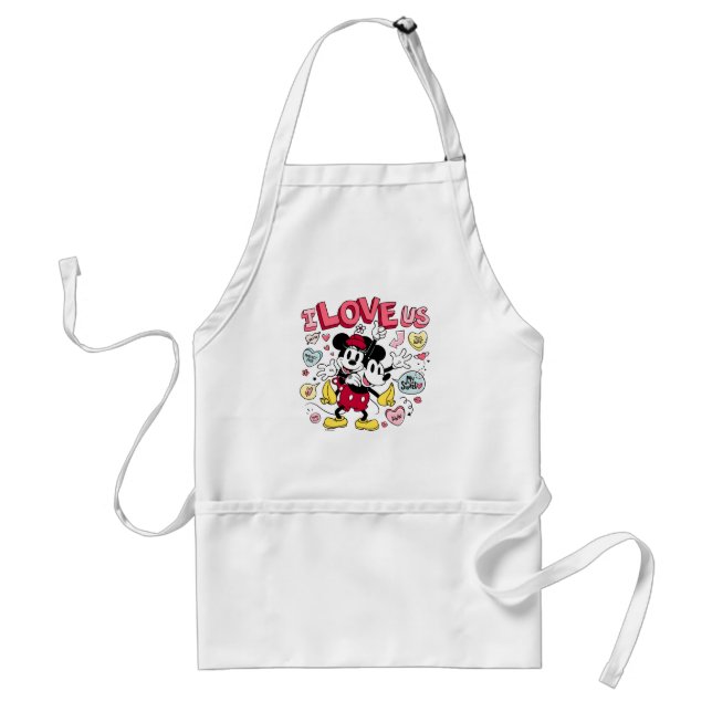 Mickey Mouse & Minnie Mouse | I Love Us Adult Apron (Front)