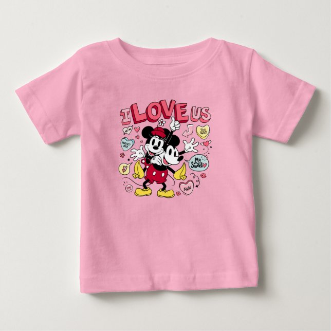 Mickey Mouse & Minnie Mouse | I Love Us Baby T-Shirt (Front)