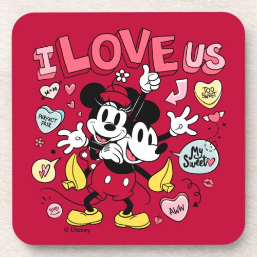 Mickey Mouse  Minnie Mouse  I Love Us Beverage Coaster