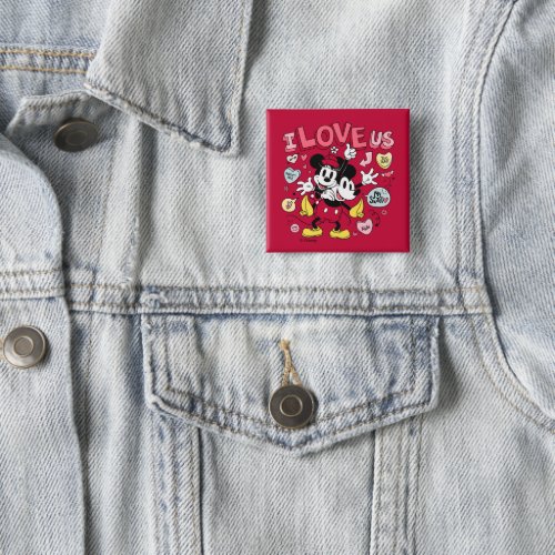 Mickey Mouse  Minnie Mouse  I Love Us Button