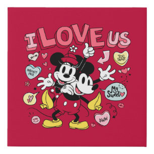 Mickey Mouse & Minnie Mouse   I Love Us Faux Canvas Print