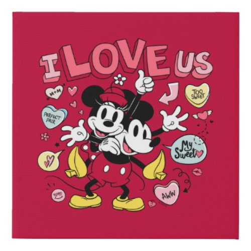 Mickey Mouse  Minnie Mouse  I Love Us Faux Canvas Print