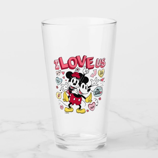 Mickey Mouse & Minnie Mouse | I Love Us Glass (Front)