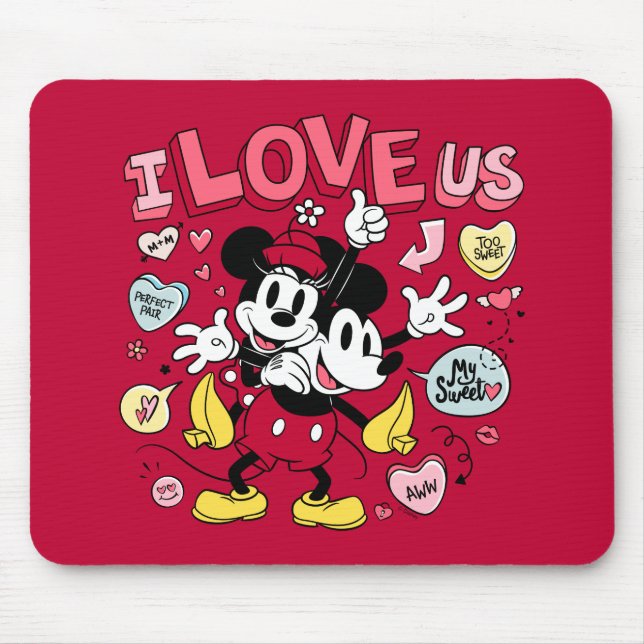 Mickey Mouse & Minnie Mouse | I Love Us Mouse Pad (Front)