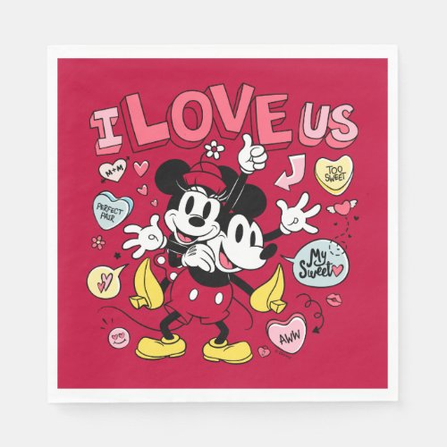 Mickey Mouse  Minnie Mouse  I Love Us Napkins