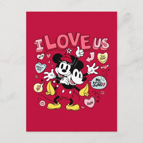 Mickey Mouse  Minnie Mouse  I Love Us Postcard