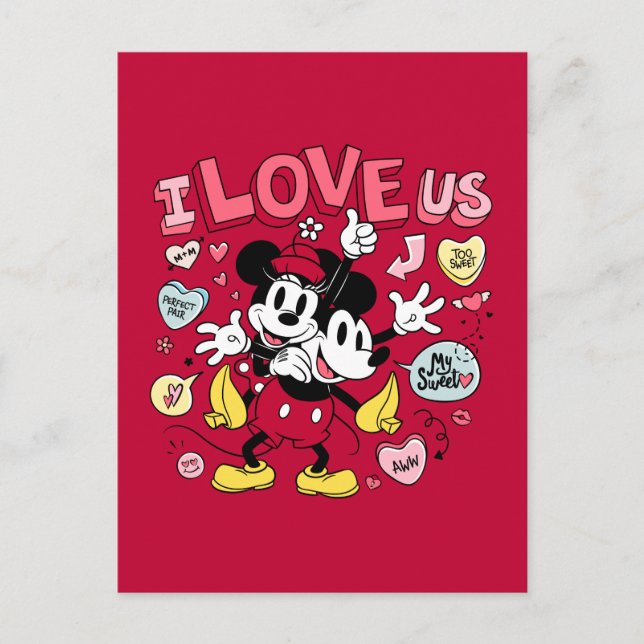 Mickey Mouse & Minnie Mouse | I Love Us Postcard (Front)