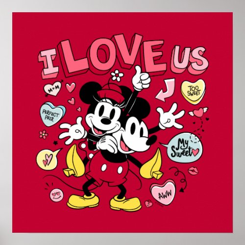 Mickey Mouse  Minnie Mouse  I Love Us Poster