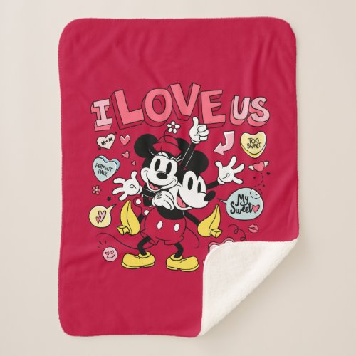 Mickey Mouse  Minnie Mouse  I Love Us Sherpa Blanket
