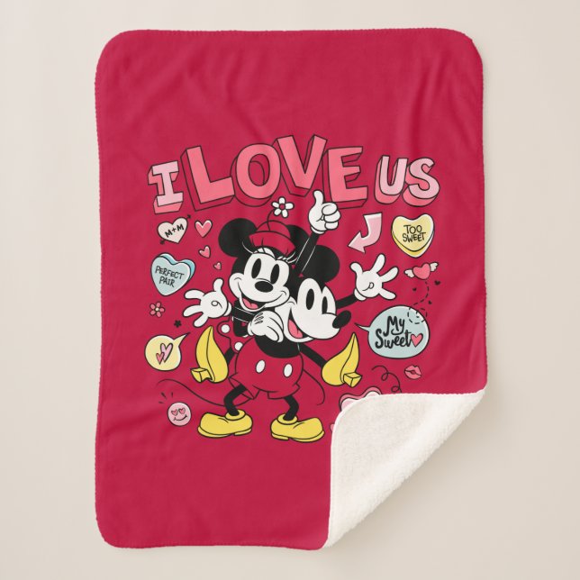 Mickey Mouse & Minnie Mouse | I Love Us Sherpa Blanket (Front)