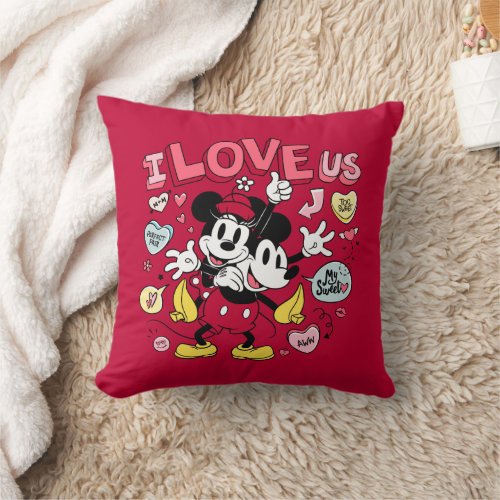 Mickey Mouse  Minnie Mouse  I Love Us Throw Pillow