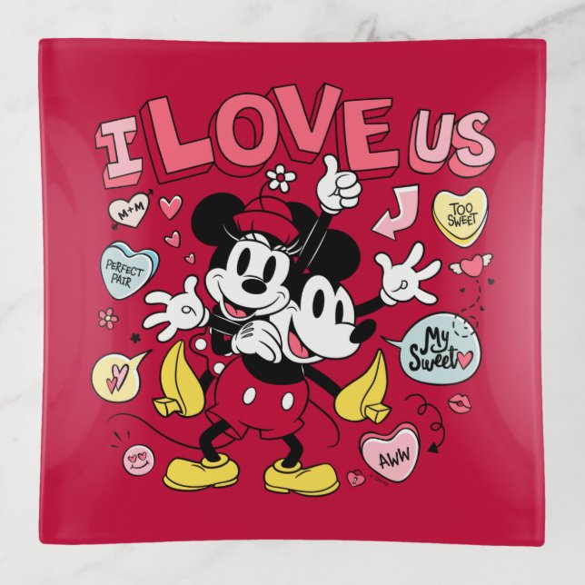 Mickey Mouse & Minnie Mouse | I Love Us Trinket Tray (Front)