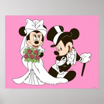 Mickey Mouse & Minnie Wedding Poster by MickeyAndFriends at Zazzle