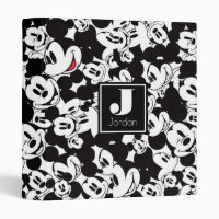 Mickey Mouse | Monogram Crowd Pattern 3 Ring Binder