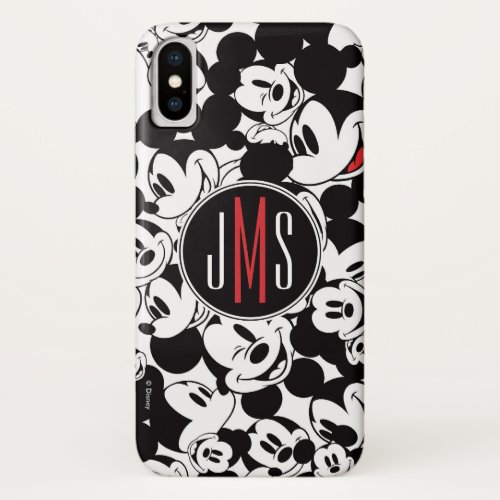 Mickey Mouse  Monogram Crowd Pattern iPhone X Case