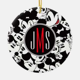Mickey Mouse | Monogram Crowd Pattern Ceramic Ornament