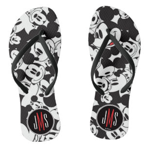 Mickey Mouse Monogram Crowd Pattern Flip Flops
