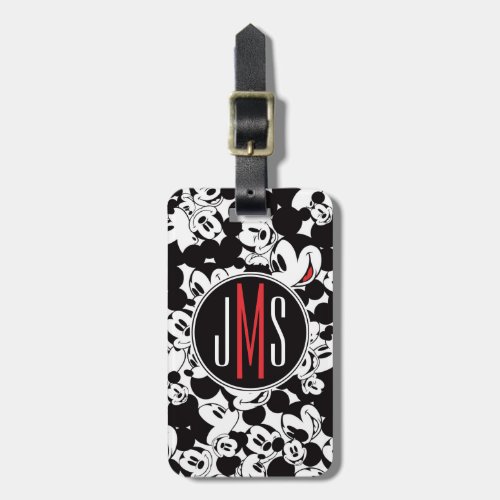 Mickey Mouse  Monogram Crowd Pattern Luggage Tag
