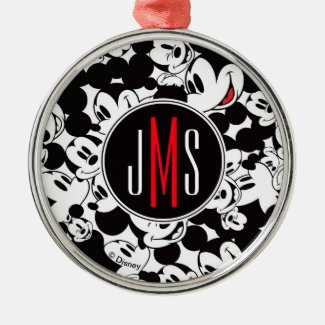 Mickey Mouse | Monogram Crowd Pattern Metal Ornament