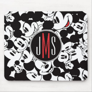 Mickey Mouse   Monogram Crowd Pattern Mouse Pad