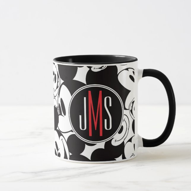 Mickey Mouse | Monogram Crowd Pattern Mug (Right)