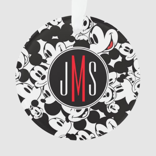 Mickey Mouse  Monogram Crowd Pattern Ornament