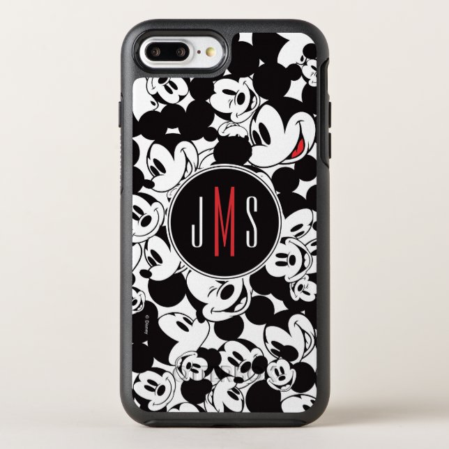 Mickey Mouse | Monogram Crowd Pattern Otterbox iPhone Case (Back)