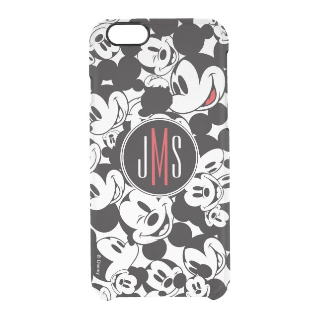 Mickey Mouse | Monogram Crowd Pattern Uncommon iPhone Case (Back)