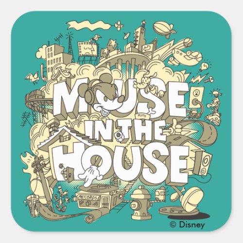 Mickey Mouse  Mouse In The House Square Sticker