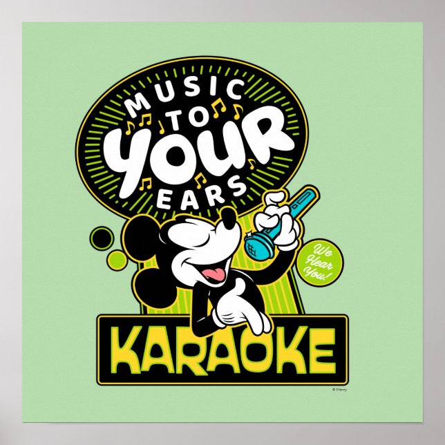 Mickey Mouse Music To Your Ears Karaoke Sign (Front)