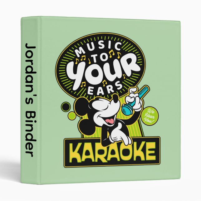 Mickey Mouse Music To Your Ears Karaoke Sign 3 Ring Binder (Front/Spine)