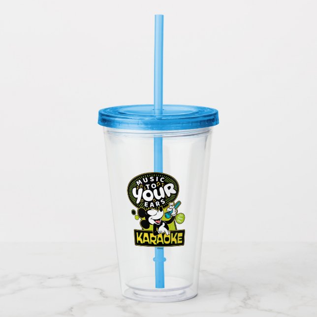 Mickey Mouse Music To Your Ears Karaoke Sign Acrylic Tumbler (Front)