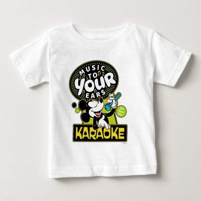 Mickey Mouse Music To Your Ears Karaoke Sign Baby T-Shirt (Front)