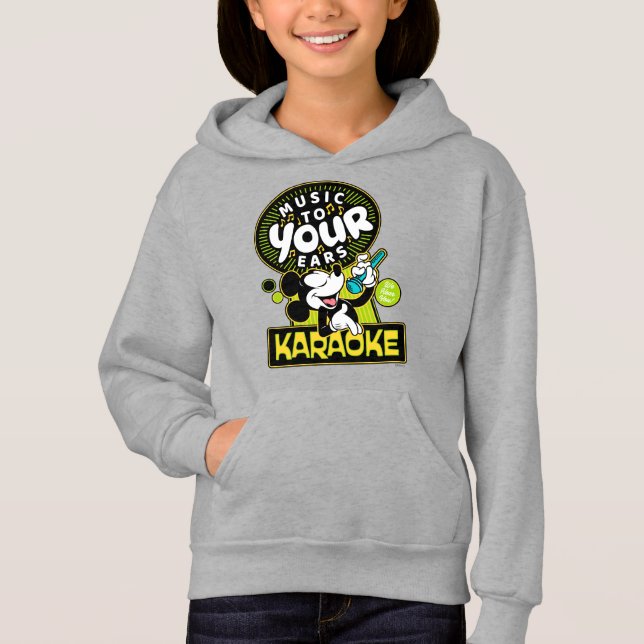 Mickey Mouse Music To Your Ears Karaoke Sign Hoodie (Front)