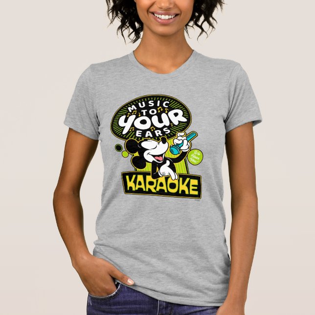 Mickey Mouse Music To Your Ears Karaoke Sign T-Shirt (Front)
