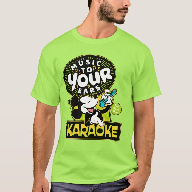 Mickey Mouse Music To Your Ears Karaoke Sign T-Shirt (Front)