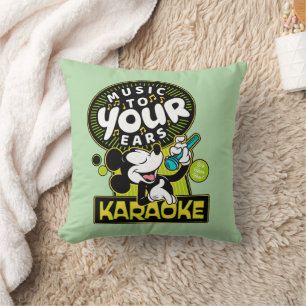 Mickey Mouse Music To Your Ears Karaoke Sign Throw Pillow