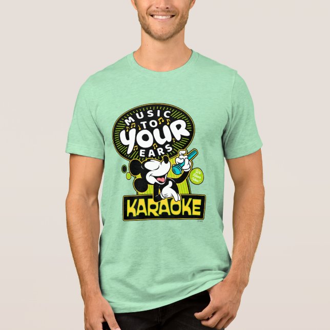 Mickey Mouse Music To Your Ears Karaoke Sign Tri-Blend Shirt (Front)