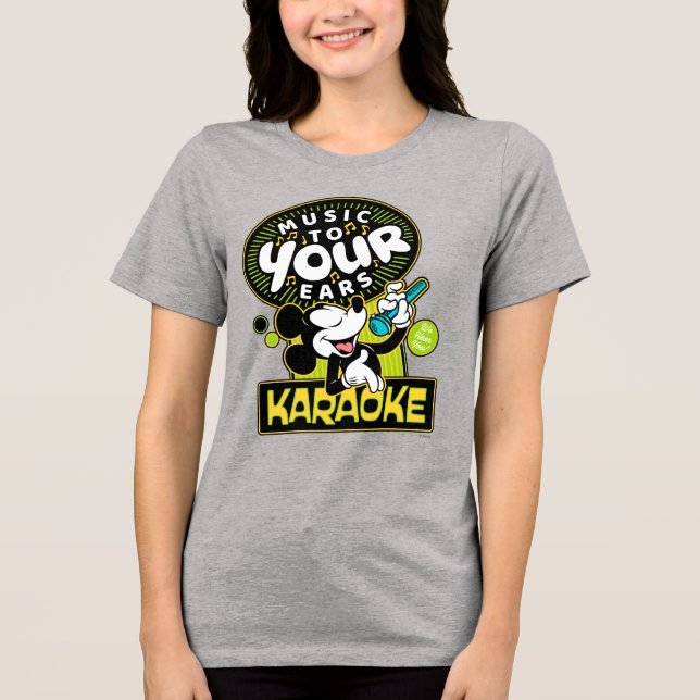 Mickey Mouse Music To Your Ears Karaoke Sign Tri-Blend Shirt (Front)