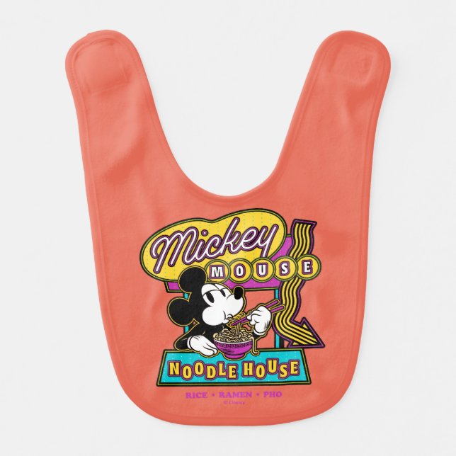 Mickey Mouse Noodle House Sign Baby Bib (Front)