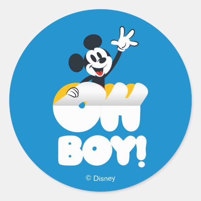 Mickey Mouse Oh Boy! Peel Away Classic Round Sticker (Front)