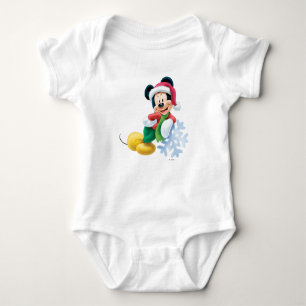 Mickey Mouse on Snowflake Baby Bodysuit