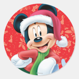 Mickey Mouse on Snowflake Classic Round Sticker