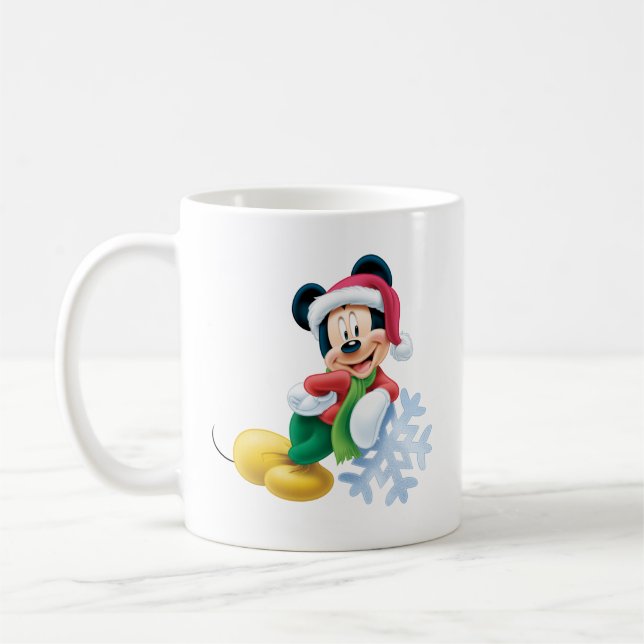 Mickey Mouse on Snowflake Coffee Mug (Left)