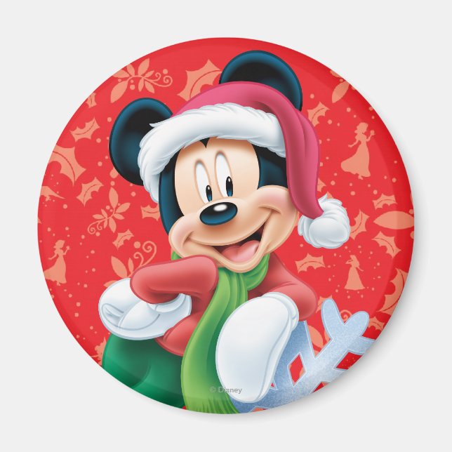 Mickey Mouse on Snowflake Magnet (Front)
