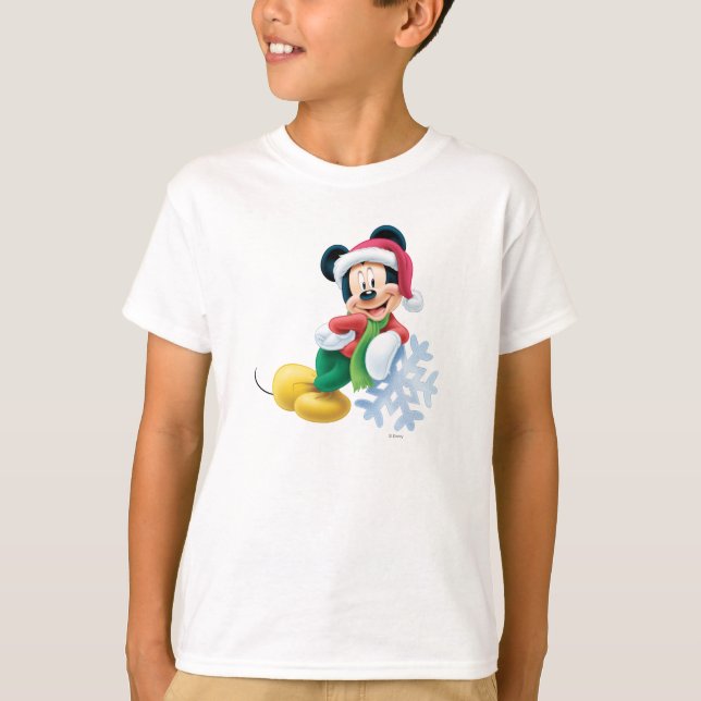 Mickey Mouse on Snowflake T-Shirt (Front)