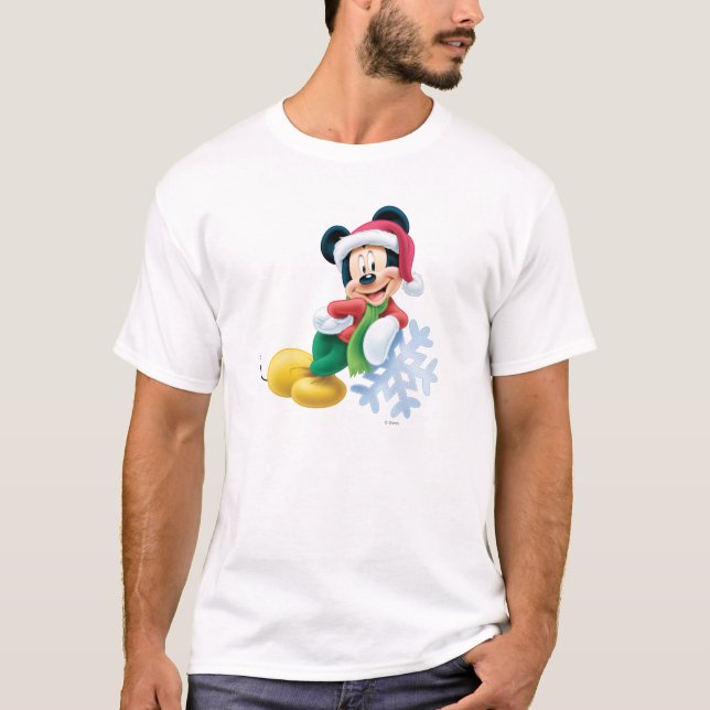 Mickey Mouse on Snowflake T-Shirt (Front)