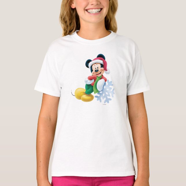 Mickey Mouse on Snowflake T-Shirt (Front)